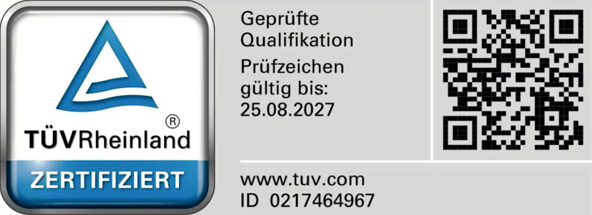 TÜV Rheinland Zertifikat